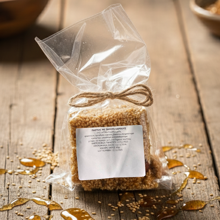 Χειροποίητο παστέλι με μέλι, σουσάμι και ξηρούς καρπούς