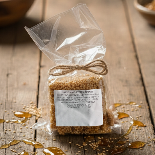 Χειροποίητο παστέλι με μέλι, σουσάμι & φυστίκια Αιγίνης