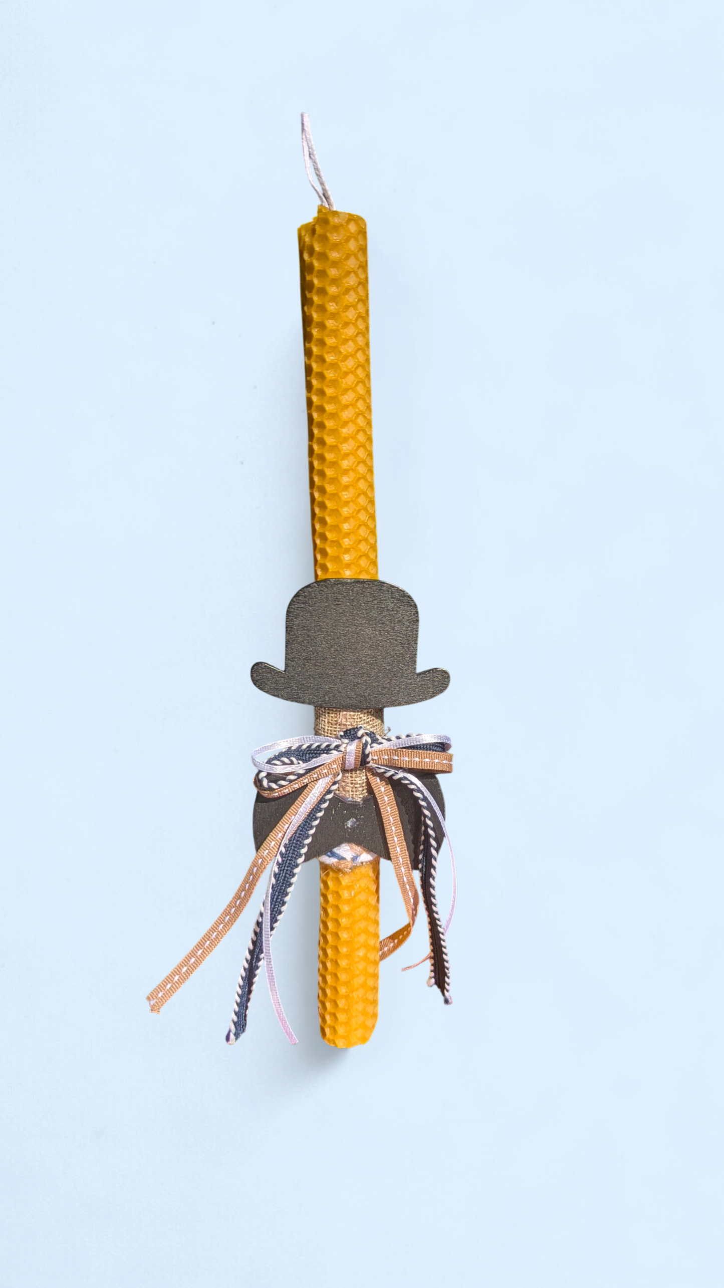 Πασχαλινή λαμπάδα με ξύλινα διακοσμητικά Mr. Moustache