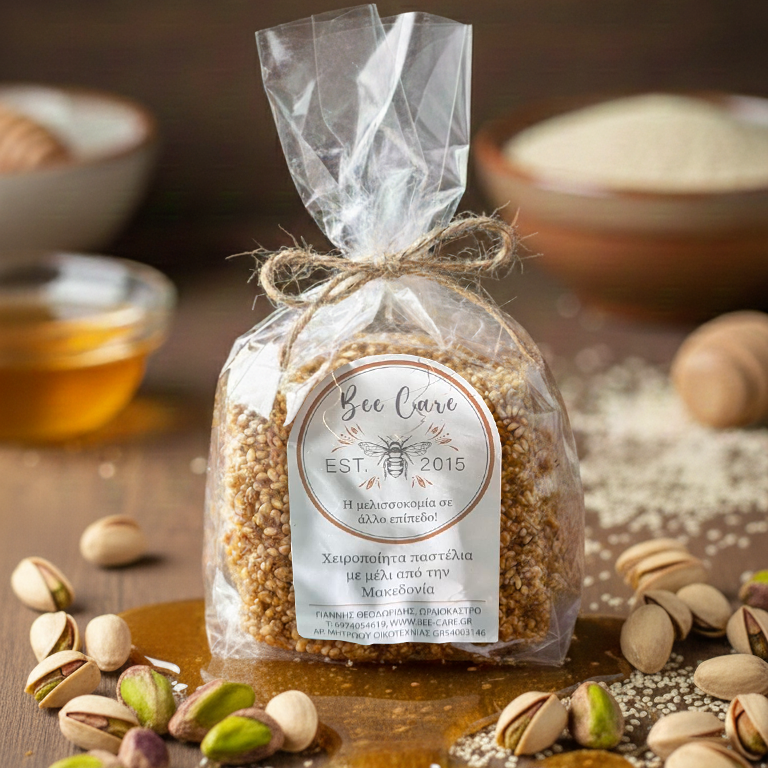 Χειροποίητο παστέλι με μέλι, σουσάμι & φυστίκια Αιγίνης